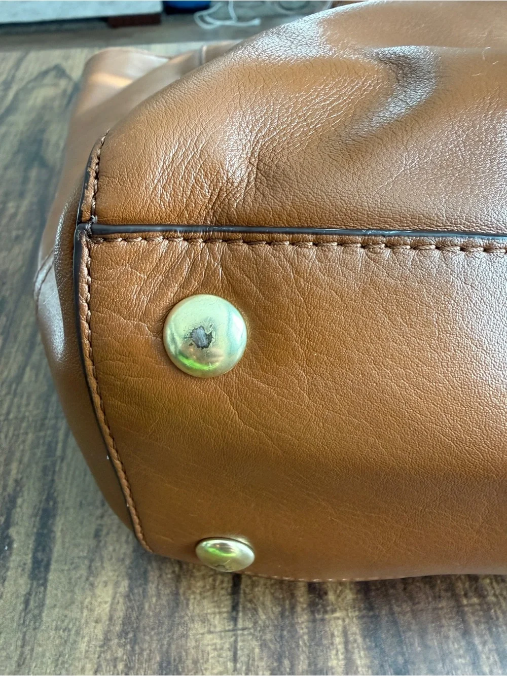 Coach Cognac Leather Tote with Gold Hardware EUC